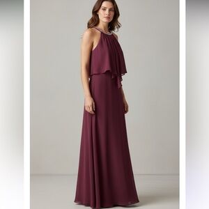 New Alfred Angelo Sapphire collection Halter-Neck Gown Burgundy size 8